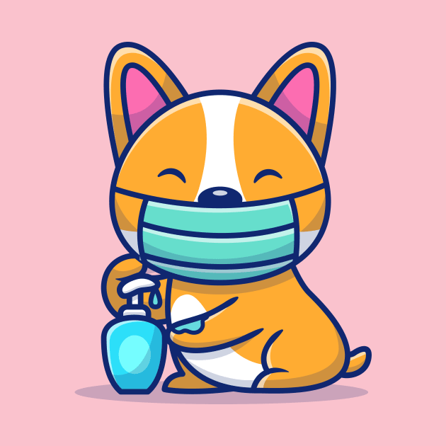 Cute Corgi Using Mask And Hand Sanitizer by Catalyst Labs