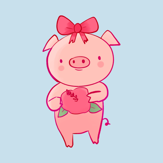 Cute pig and flower by Mayarart