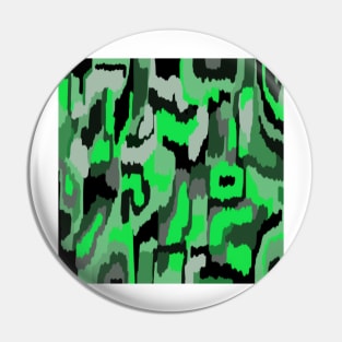 Bold Green and Black Digital Art Pin