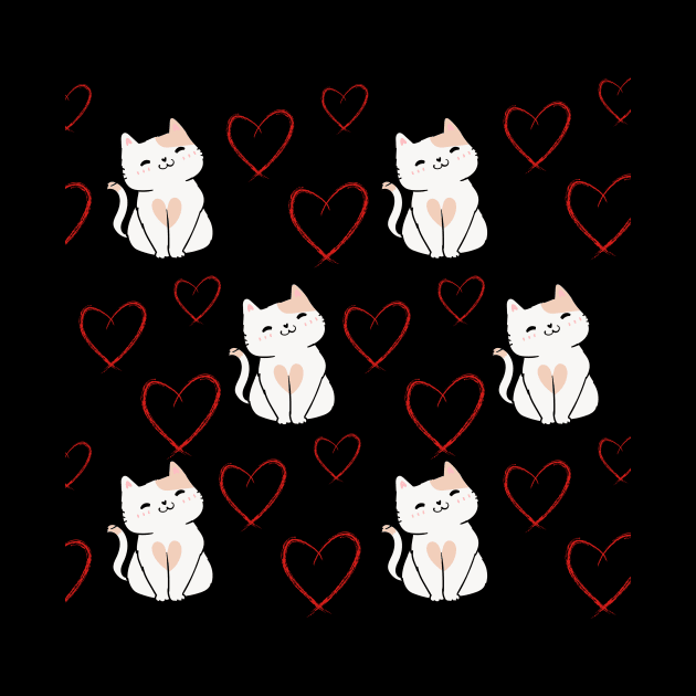 Cute cats, children's textiles, cats and hearts by POLE