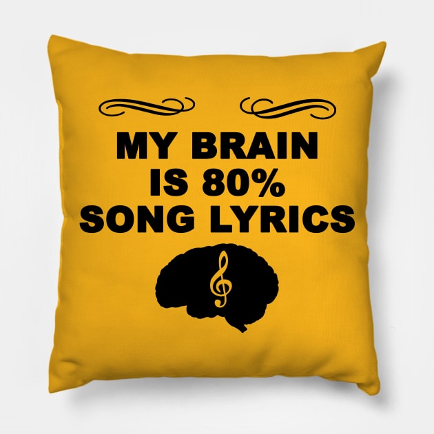 My brain is 80% song lyrics Pillow by AsKartongs