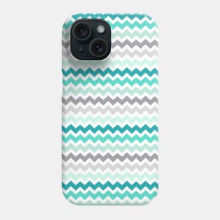 Teal Blue Grey Chevron Pattern Phone Case