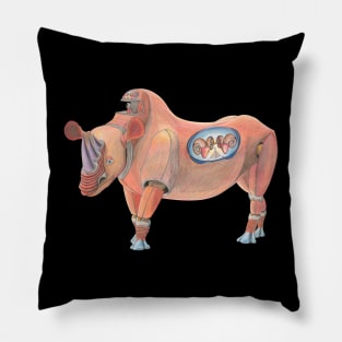 Crash of Rhinos Mechanical Rhino Crimson Pyramid Rams Pillow