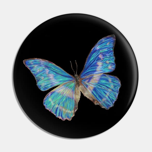 Blue Morpho Butterfly Hyperrealism Colored Pencil Drawing Pin by leiriin