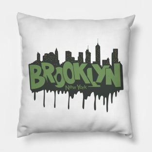 New York Brooklyn - Brooklyn Schriftzug - Brooklyn Logo mit skyline Pillow