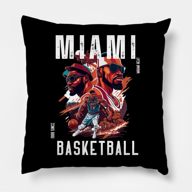 Miami heat basketball  vector graphic design Pillow by Nasromaystro