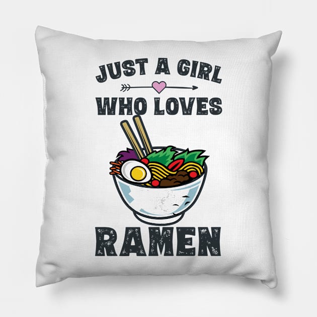 Funny Japanese Ramen Noodles Gift for Girls Anime Lovers Pillow by Evoke Collective