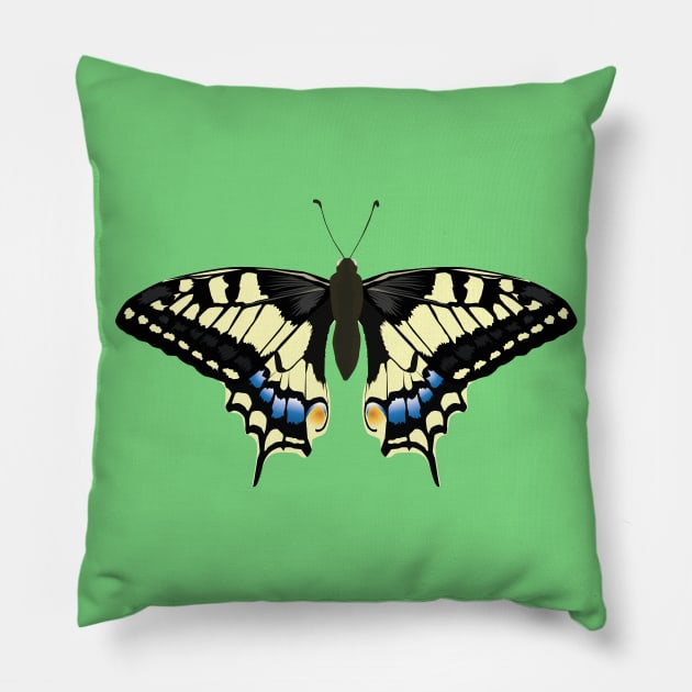 A swallowtail butterfly spreads its wings Pillow by Vectorguy