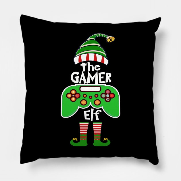 Gamer Elf Matching Family Group Christmas Party Pillow by albaley