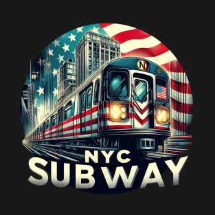 New York Subway USA Flag themed NYC Subway Train T-Shirt