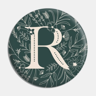 Botanical Letter R (Forest Green) Pin