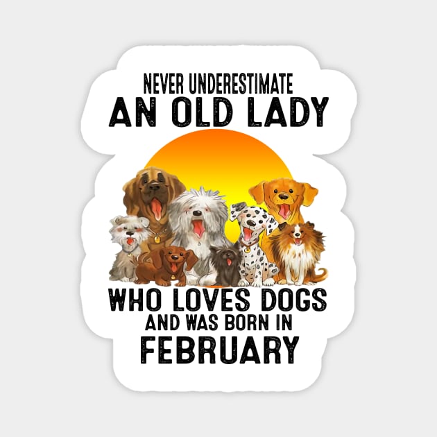 Never Underestimate An Old February Lady Who Loves Dogs Magnet by trainerunderline