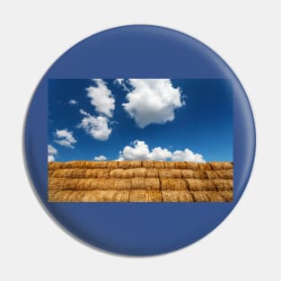 Bales of straw under blue cloudy sky Pin