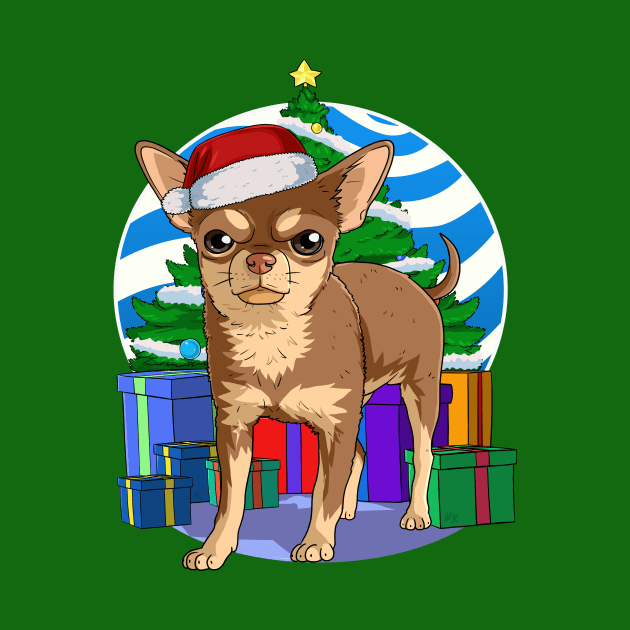 Chihuahua Dog Cute Santa Christmas Gift by Noseking