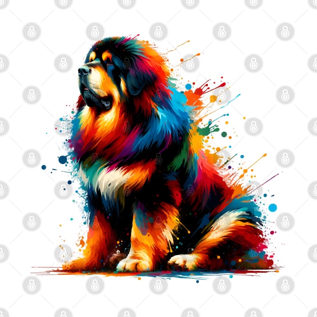 Tibetan Mastiff in Dynamic Colorful Splash Art Style by ArtRUs