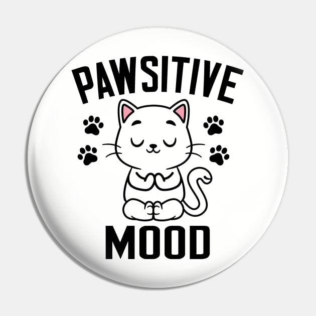 Funny Yoga Cat Meditation Pawsitive Mood Pin by creativeKh