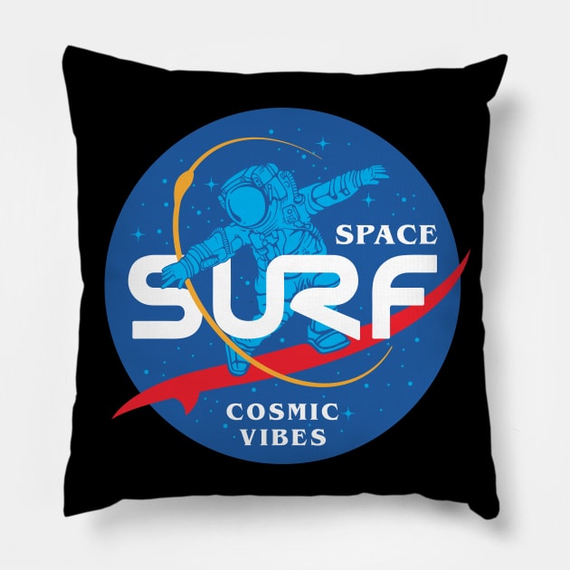 Space Surf (Cosmic Vibes) Pillow by CHAKRart