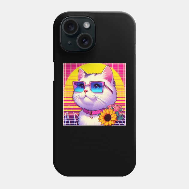 retro anime cyber cat Phone Case by Anthony88