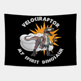 Velociraptor My Spirit Dinosaur Design Tapestry