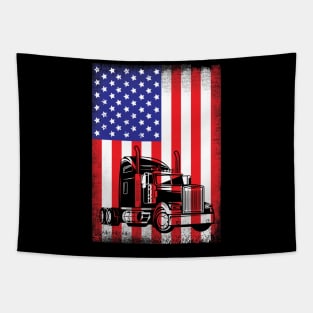 Truck Driver American Flag Tapestry