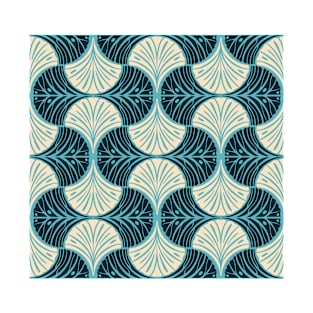 Blue Geometric Seashell Wallpaper T-Shirt