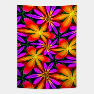 Bright Orange Flower Pattern Tapestry