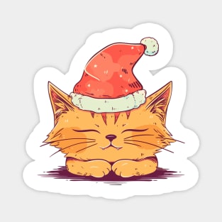 Sleepy cat with santa hat Magnet