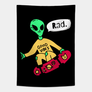 Alien On Skateboard Tapestry