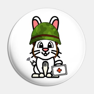 Funny white rabbit is a first aider Pin