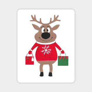 CHRISTMAS Reindeer Goes Christmas Shopping Magnet