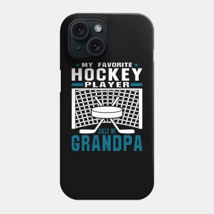 My Favorite Hockey Player Grandpa Blue White Text Phone Case