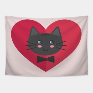 Black kitten in my heart Tapestry