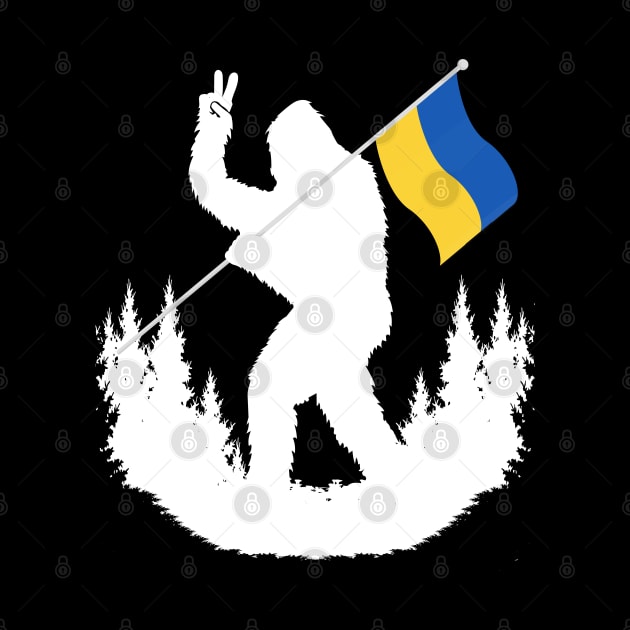 Bigfoot Holding Ukraine Flag by Tesszero