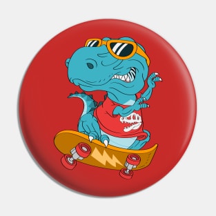 Skate T Rex Dinosaur Pin