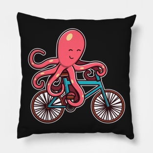 Octopus Riding Bicycle octopus design gifts for women product Pillow