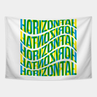 Horizontal Waves Typography (Blue Yellow Green) Tapestry