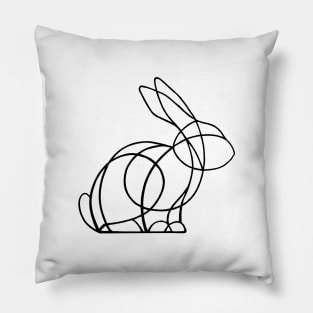 Line rabbit - white Pillow