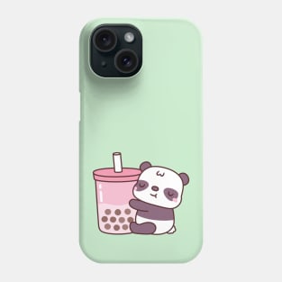 Cute Panda Hugging Strawberry Milk Tea Phone Case