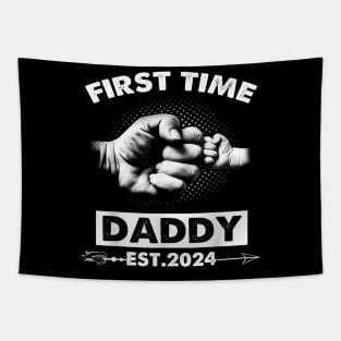 First Time Daddy New Dad Est 2024 Fathers Day Boy Girl Kids Tapestry