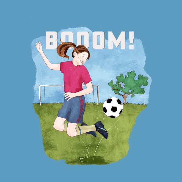 Booom! Girl playing soccer by SW10 - Soccer Art