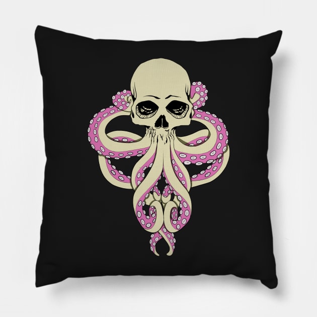 Cthulhu - Hybrid Human Skull Octopus Tentacle Pillow by ro83land