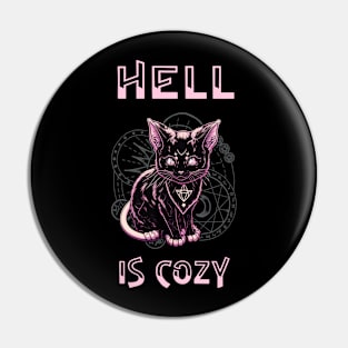 Hell Is Cozy Kitten Satan Goth Baphomet Pin