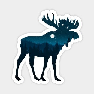 Night Forest Moose Magnet