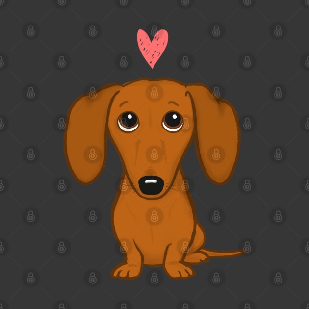 Dachshund Valentine | Cute Wiener Dog with Heart by Coffee Squirrel