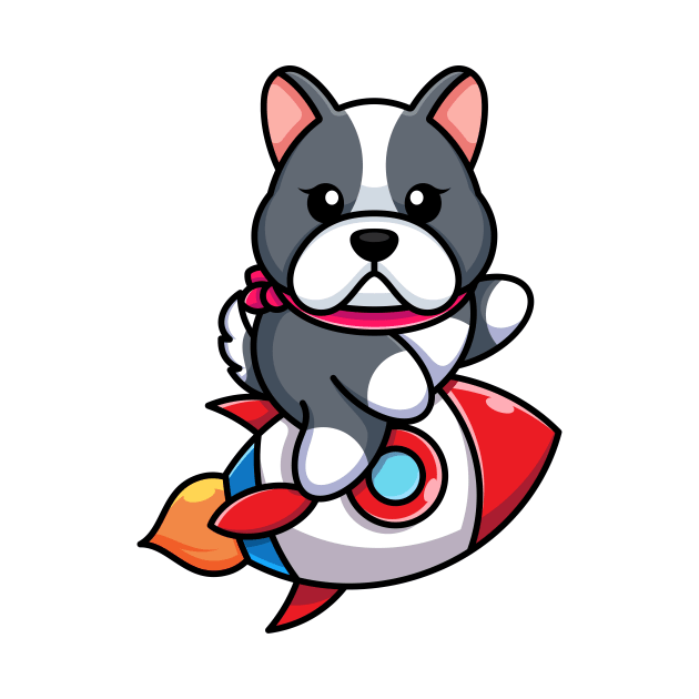 Cute dog riding rocket cartoon by Wawadzgnstuff