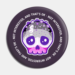 Not interested - asexual pride skull Pin