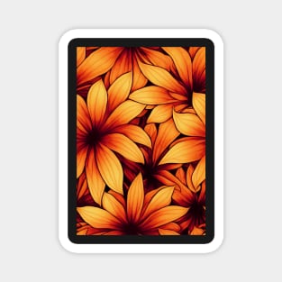 Beautiful Stylized Orange Flowers, for all those who love nature #156 Magnet