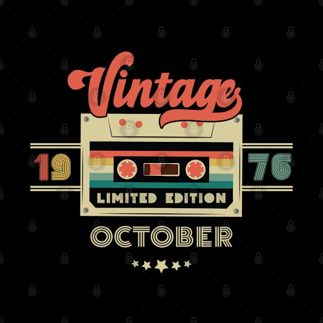 Vintage October 1976 Music Cassette - Limited Edition - 46 Years Old Birthday Gifts by Vixel Art