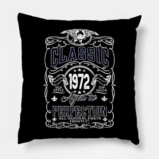 52th Birthday Gift for Men Classic 1972 Aged to Perfection Pillow