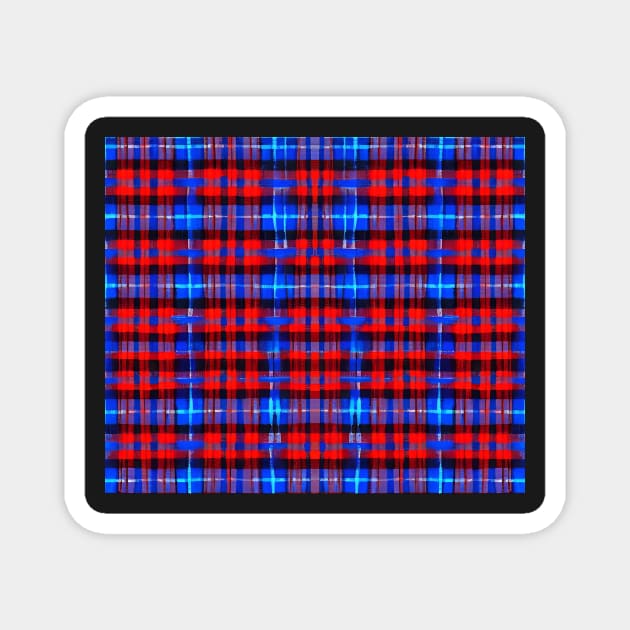 Red White and Blue Aesthetic Tartan Pattern - Patriotic Plaid Quilt 2 Magnet by BubbleMench